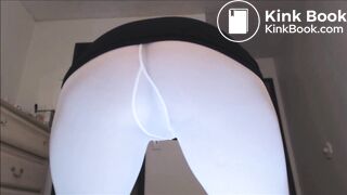 Close Up Poops Tease In White Tights