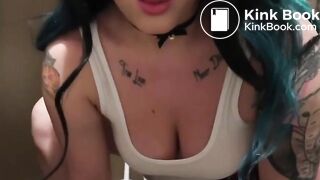 Chubby girl farting and pooping in the toilet