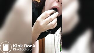 Dark haired slut shits licks and smears