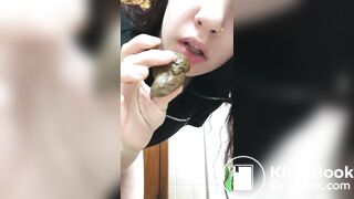 Dark haired slut shits licks and smears