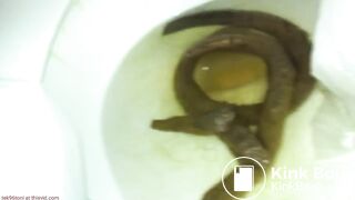 Protracted shit and strong piss in public toilet.