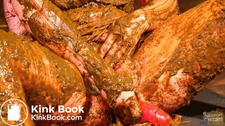 Betty stuffs her pussy with cow shit