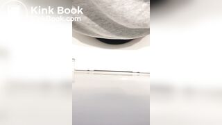 Girl big poop in toilet