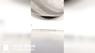 Girl big poop in toilet