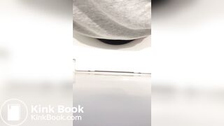 Girl big poop in toilet