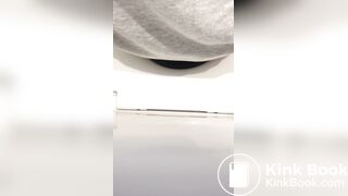 Girl big poop in toilet