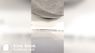 Girl big poop in toilet