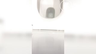 Girl big poop in toilet