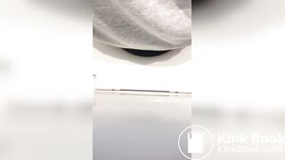 Girl big poop in toilet