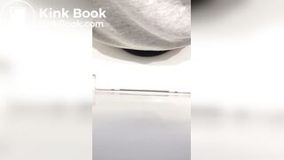 Girl big poop in toilet