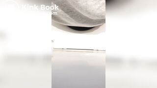 Girl big poop in toilet