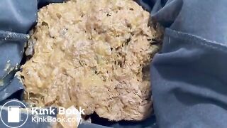 Black leather pants pooping