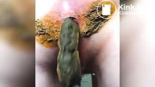 Close up of sweet girl shitting