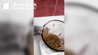 Girl making scat and piss cocktail