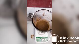 Girl making scat and piss cocktail