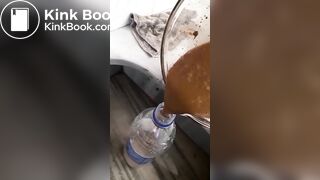Girl making scat and piss cocktail
