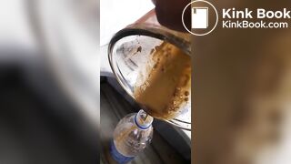 Girl making scat and piss cocktail