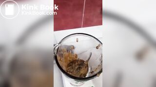 Girl making scat and piss cocktail