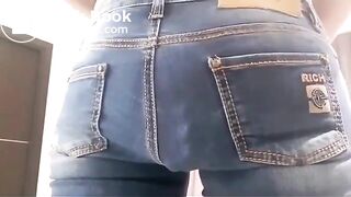 Shitting in blue jeans