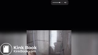 A blonde chick takes a shit in bathroom (mirror)