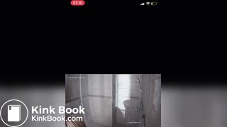 A blonde chick takes a shit in bathroom (mirror)