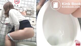 Asian girl pooping above toilet 1