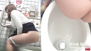 Asian girl pooping above toilet 1