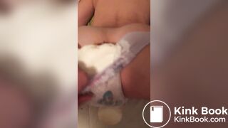 girl has vibrator fun in shitty pull ups diaper