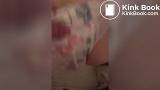 girl has vibrator fun in shitty pull ups diaper