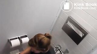 Girl farts in toilet