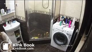 A young chick shit in the bathroom