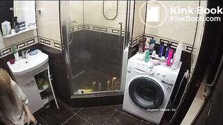 A young chick shit in the bathroom