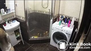 A young chick shit in the bathroom