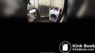 A young chick shit in the bathroom