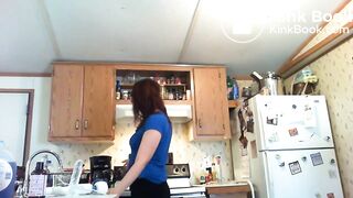 a shit-smeared dildo slides better in a dirty ass in the kitchen