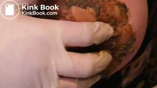 pissing and shitting in the shower and smeared her sexy breasts with it