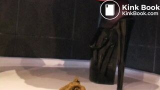 pissing and shitting in the shower and smeared her sexy breasts with it