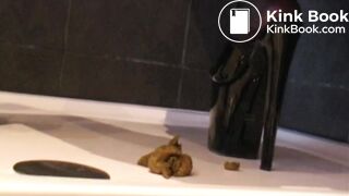 pissing and shitting in the shower and smeared her sexy breasts with it