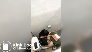 Thai womam pooping in toilet