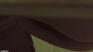 Few Asian girl shitting on public toilet