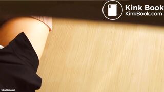 Few Asian girl shitting on public toilet