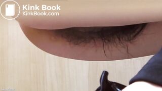 Few Asian girl shitting on public toilet