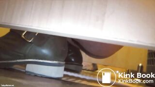 Few Asian girl shitting on public toilet