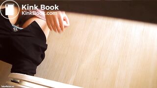 Few Asian girl shitting on public toilet