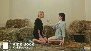 Horse Dung Lesbians - two girlfriends playing and fucking in horse shit
