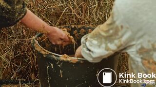 Horse Dung Lesbians - two girlfriends playing and fucking in horse shit