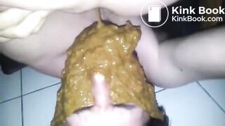 Girl poop diarrhea into slave mouth