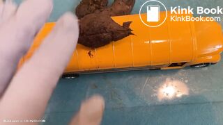 Giant verbally physically plays with bus (scat)