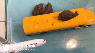 Giant verbally physically plays with bus (scat)