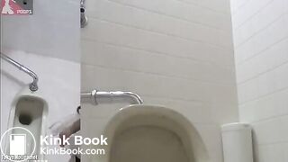 Several Asian Shitting in Public Toilet
